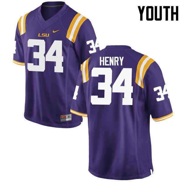 Youth LSU Tigers #34 Reshaud Henry College Football Jerseys Game-Purple - Click Image to Close